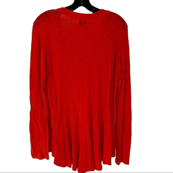 Anthropologie Left of Center Blood Orange Faux Wrap Slub Draped Hem Top - Sz M - Picture 2 of 16